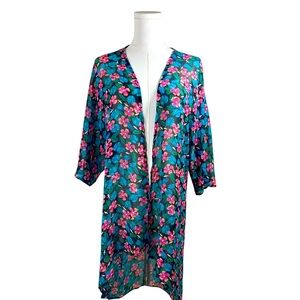 L’Amour by Nanette Lepore Women’s XS sheer tropical floral kimono style cardigan